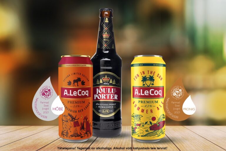 A. Le Coq’s beers received recognition in three categories at the Best Estonian Beverage competition